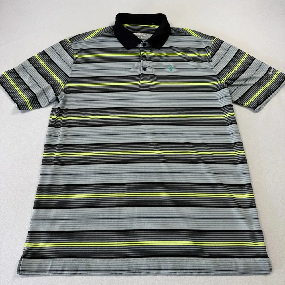 Nike Tour Men's Polo Shirt Calusa Pines Golf Club Striped Multicolor‎ Large